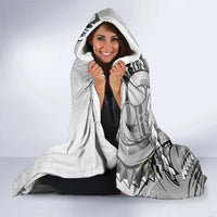 Aotearoa Maori Wahine Hooded Blanket Fantail Bird Black Gold Marble LT05 - Polynesian Pride