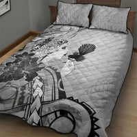 Aotearoa Maori Wahine Quilt Bed Set Fantail Bird Black Gold Marble LT05 - Polynesian Pride