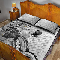 Aotearoa Maori Wahine Quilt Bed Set Fantail Bird Black Gold Marble LT05 - Polynesian Pride