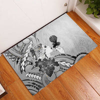 Aotearoa Maori Wahine Rubber Doormat Fantail Bird Black Gold Marble LT05 - Polynesian Pride