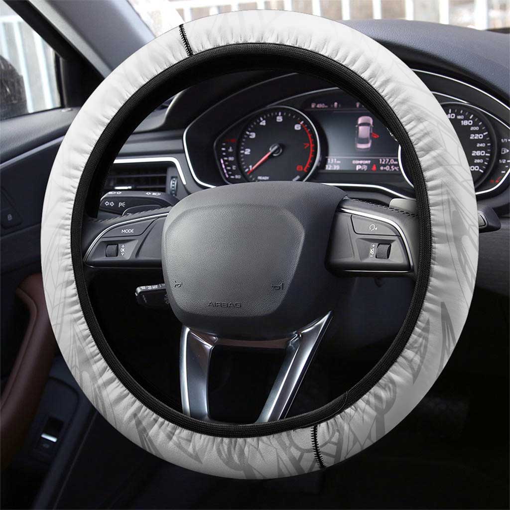 Aotearoa Maori Wahine Steering Wheel Cover Fantail Bird Black Gold Marble LT05 - Polynesian Pride