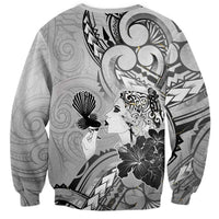 Aotearoa Maori Wahine Sweatshirt Fantail Bird Black Gold Marble LT05 - Polynesian Pride