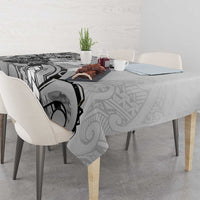 Aotearoa Maori Wahine Tablecloth Fantail Bird Black Gold Marble LT05 - Polynesian Pride