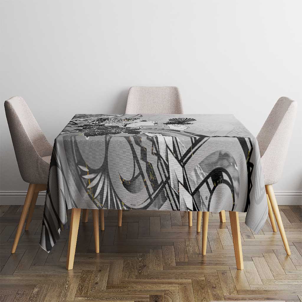 Aotearoa Maori Wahine Tablecloth Fantail Bird Black Gold Marble LT05 - Polynesian Pride