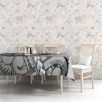 Aotearoa Maori Wahine Tablecloth Fantail Bird Black Gold Marble LT05 - Polynesian Pride