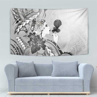 Aotearoa Maori Wahine Tapestry Fantail Bird Black Gold Marble