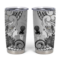 Aotearoa Maori Wahine Tumbler Cup Fantail Bird Black Gold Marble LT05 Black - Polynesian Pride