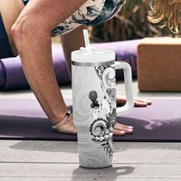 Aotearoa Maori Wahine Tumbler With Handle Fantail Bird Black Gold Marble LT05 - Polynesian Pride