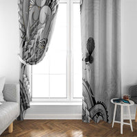 Aotearoa Maori Wahine Window Curtain Fantail Bird Black Gold Marble LT05 - Polynesian Pride
