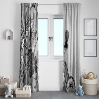 Aotearoa Maori Wahine Window Curtain Fantail Bird Black Gold Marble LT05 - Polynesian Pride
