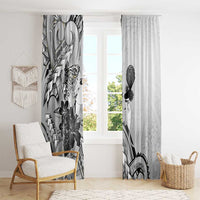 Aotearoa Maori Wahine Window Curtain Fantail Bird Black Gold Marble LT05 - Polynesian Pride