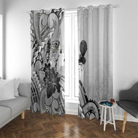 Aotearoa Maori Wahine Window Curtain Fantail Bird Black Gold Marble LT05 With Grommets Black - Polynesian Pride
