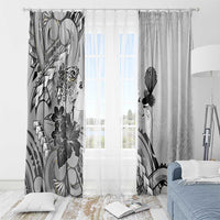 Aotearoa Maori Wahine Window Curtain Fantail Bird Black Gold Marble LT05 - Polynesian Pride