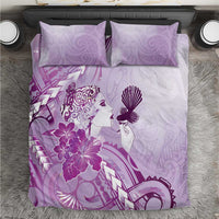 Aotearoa Maori Wahine Bedding Set Fantail Bird Purple Gold Marble