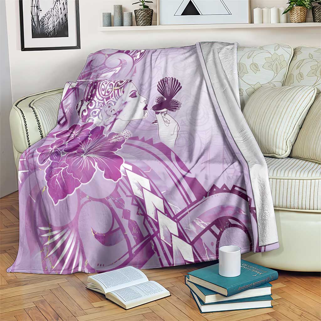 Aotearoa Maori Wahine Blanket Fantail Bird Purple Gold Marble LT05 Purple - Polynesian Pride