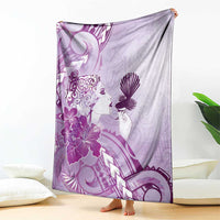Aotearoa Maori Wahine Blanket Fantail Bird Purple Gold Marble LT05 - Polynesian Pride
