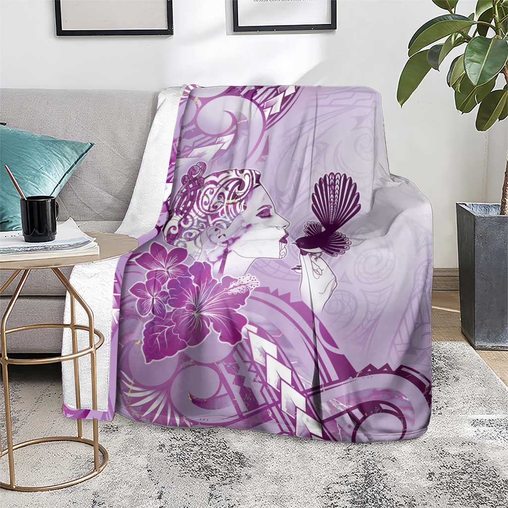 Aotearoa Maori Wahine Blanket Fantail Bird Purple Gold Marble LT05 - Polynesian Pride