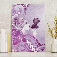 Aotearoa Maori Wahine Canvas Wall Art Fantail Bird Purple Gold Marble LT05 Without Frame Purple - Polynesian Pride