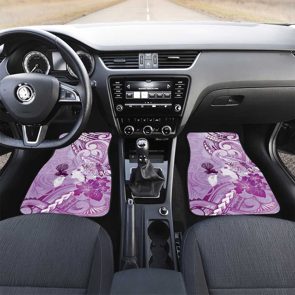 Aotearoa Maori Wahine Car Mats Fantail Bird Purple Gold Marble LT05 Set 2pcs - Front Purple - Polynesian Pride