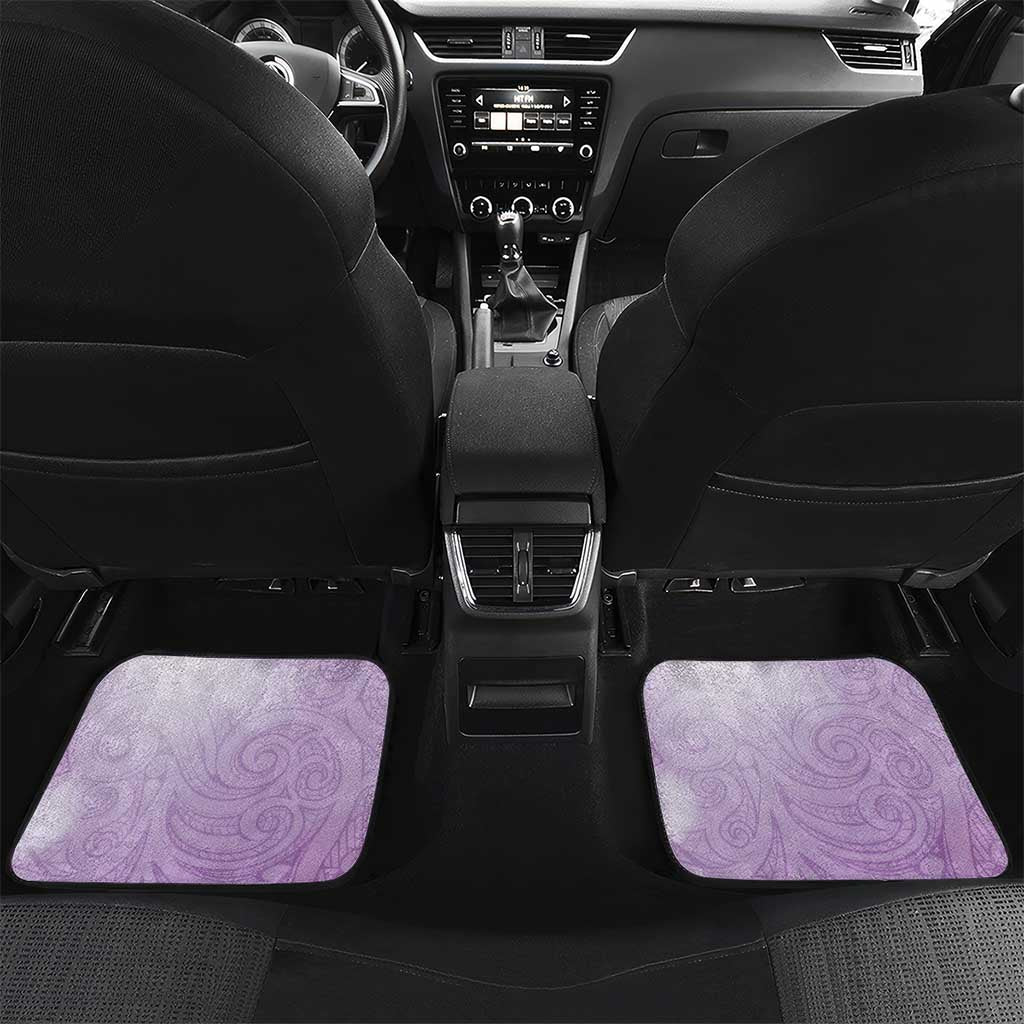 Aotearoa Maori Wahine Car Mats Fantail Bird Purple Gold Marble LT05 Set 2pcs - Back Purple - Polynesian Pride