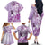 Aotearoa Maori Wahine Family Matching Off The Shoulder Long Sleeve Dress and Hawaiian Shirt Fantail Bird Purple Gold Marble