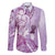 Aotearoa Maori Wahine Family Matching Off Shoulder Maxi Dress and Hawaiian Shirt Fantail Bird Purple Gold Marble