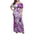 Aotearoa Maori Wahine Family Matching Off Shoulder Maxi Dress and Hawaiian Shirt Fantail Bird Purple Gold Marble