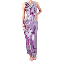 Aotearoa Maori Wahine Family Matching Tank Maxi Dress and Hawaiian Shirt Fantail Bird Purple Gold Marble