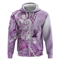 Aotearoa Maori Wahine Hoodie Fantail Bird Purple Gold Marble