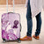 Aotearoa Maori Wahine Luggage Cover Fantail Bird Purple Gold Marble