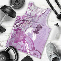 Aotearoa Maori Wahine Men Tank Top Fantail Bird Purple Gold Marble LT05 - Polynesian Pride