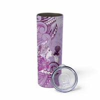 Aotearoa Maori Wahine Skinny Tumbler Fantail Bird Purple Gold Marble