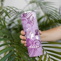 Aotearoa Maori Wahine Skinny Tumbler Fantail Bird Purple Gold Marble