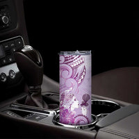 Aotearoa Maori Wahine Skinny Tumbler Fantail Bird Purple Gold Marble