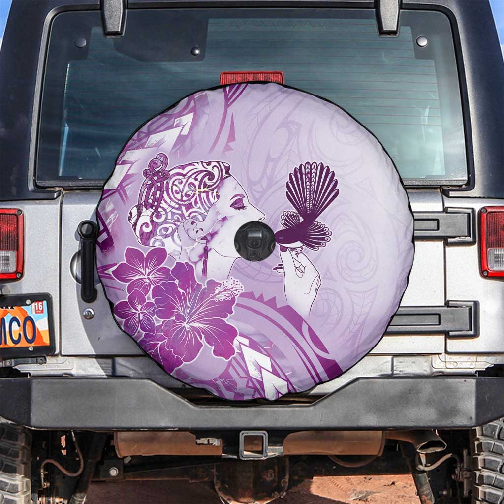 Aotearoa Maori Wahine Spare Tire Cover Fantail Bird Purple Gold Marble