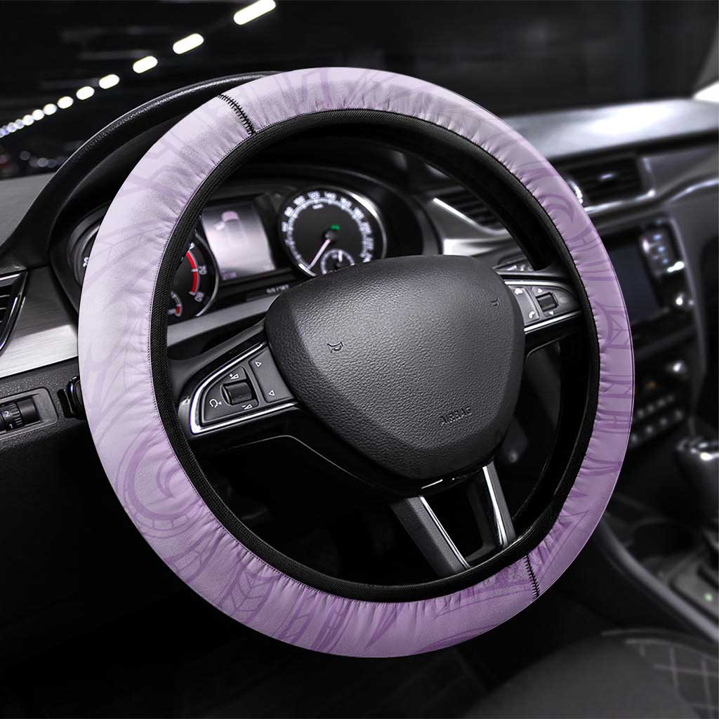 Aotearoa Maori Wahine Steering Wheel Cover Fantail Bird Purple Gold Marble LT05 Universal Fit Purple - Polynesian Pride