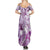 Aotearoa Maori Wahine Summer Maxi Dress Fantail Bird Purple Gold Marble