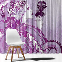 Aotearoa Maori Wahine Window Curtain Fantail Bird Purple Gold Marble LT05 - Polynesian Pride