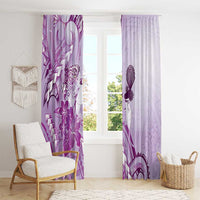 Aotearoa Maori Wahine Window Curtain Fantail Bird Purple Gold Marble LT05 - Polynesian Pride