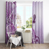 Aotearoa Maori Wahine Window Curtain Fantail Bird Purple Gold Marble LT05 - Polynesian Pride