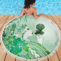 Aotearoa Maori Wahine Beach Blanket Fantail Bird Green Gold Marble LT05 - Polynesian Pride