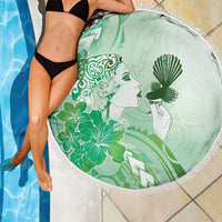 Aotearoa Maori Wahine Beach Blanket Fantail Bird Green Gold Marble LT05 - Polynesian Pride