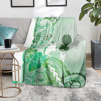 Aotearoa Maori Wahine Blanket Fantail Bird Green Gold Marble LT05 - Polynesian Pride