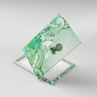 Aotearoa Maori Wahine Canvas Wall Art Fantail Bird Green Gold Marble LT05 With Frame Green - Polynesian Pride