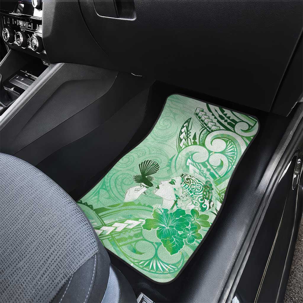 Aotearoa Maori Wahine Car Mats Fantail Bird Green Gold Marble LT05 - Polynesian Pride