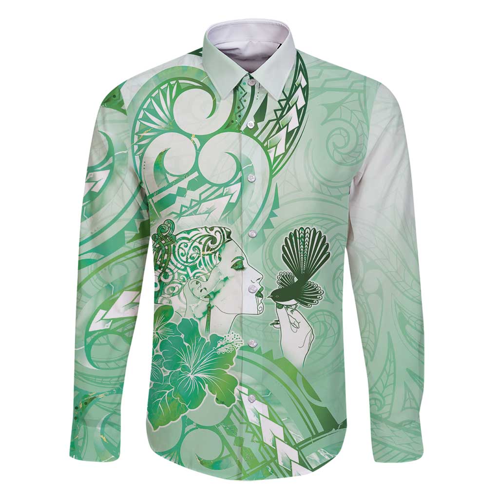 Aotearoa Maori Wahine Family Matching Off Shoulder Maxi Dress and Hawaiian Shirt Fantail Bird Green Gold Marble