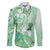 Aotearoa Maori Wahine Family Matching Off Shoulder Maxi Dress and Hawaiian Shirt Fantail Bird Green Gold Marble