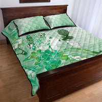 Aotearoa Maori Wahine Quilt Bed Set Fantail Bird Green Gold Marble LT05 - Polynesian Pride