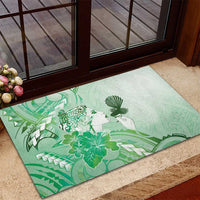 Aotearoa Maori Wahine Rubber Doormat Fantail Bird Green Gold Marble LT05 - Polynesian Pride