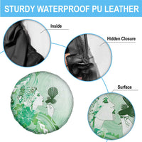 Aotearoa Maori Wahine Spare Tire Cover Fantail Bird Green Gold Marble